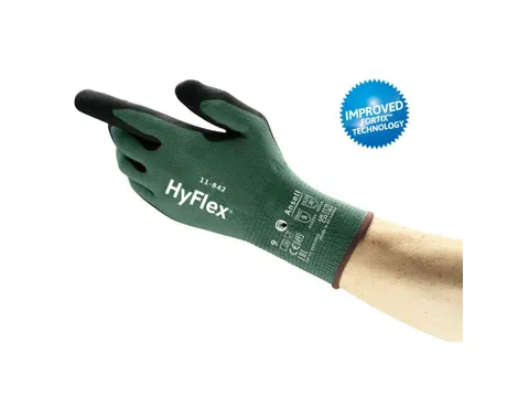 Ansell HyFlex 11-842 nitril handschoenen, zwart/groen, maat 8