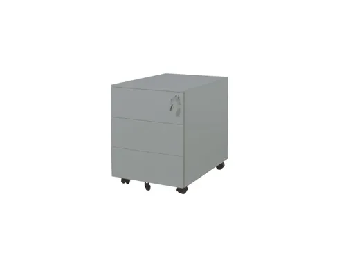 Claudius Basic N wit verrijdbaar ladeblok 3 lades 58cm diep aluminium