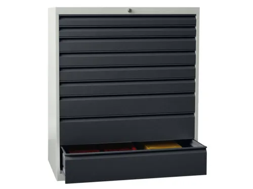 ladekast HxBxD 1200x1023x600mm 9laden RAL7035 front RAL7016
