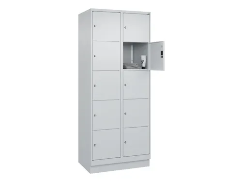 lockerkast,HxBxD 1950x800x500mm,2x5vakken,vak B 400mm,cil.-slot,sokkel
