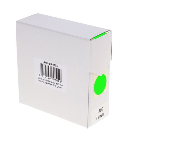 Étiquette Rillprint 25mm rouleau de 500 pièces vert fluo