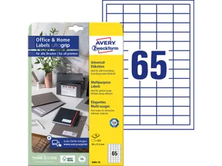 Etiket Avery permanent 3666-10 38x21.2mm wit 650 stuks 10 vel - 8
