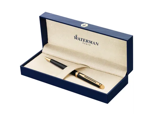 Balpen Waterman Hemisphere Black lacquer GT Medium Blauwe inkt