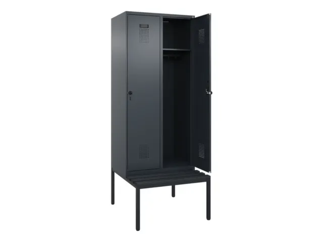 locker met bank,HxBxD 2120x800x815mm,2vak,vak B 400mm,draaigrendel