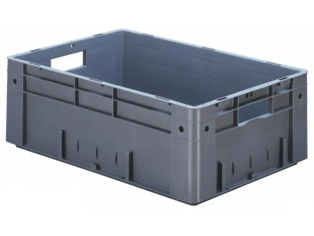 Euronorm Stapelkrat 210x600x400mm 38l Wanden/Bodem Gesloten Grijs
