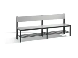 omkleedbank,HxLxD 796x2000x407mm,HPL zilvergrijs,frame staal RAL7021