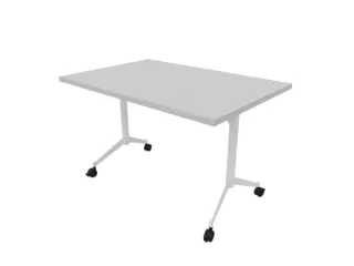 klaptafel,HxBxD 750x1200x700mm,hoekig,T-voet wit,ovale buis,blad grijs - 1