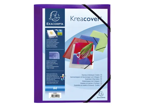 Elastomap Exacompta Kreacover A4 3 kleppen PP assorti