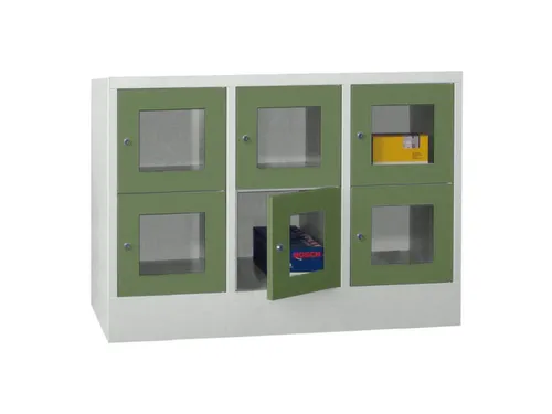 lockerkast,HxBxD 855x1200x500mm,3x2vakken,RAL7035,front RAL6011