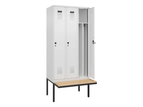 locker met bank,voor scheiding van kleding,HxBxD 2120x900x815mm,3vak