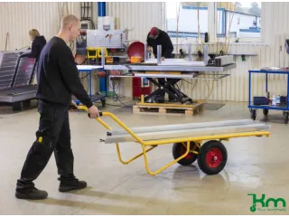 handtrekwagen,draagverm. 400kg,laadvl. LxB 1650x615mm,houtplaat,geel - 3