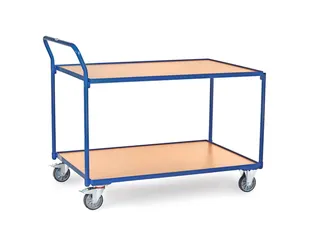 Tafelwagen 2746 300kg 1200x800mm 2 etages hout rubber wielen - 1
