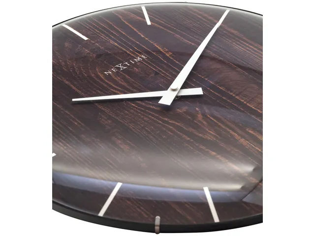 Horloge murale NeXtime 'Edge-Wood-Dome' Ø35cm plastique marron