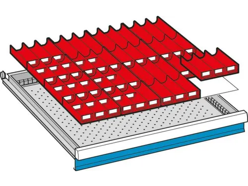 Indelingsmateriaal H 50mm 16verdeelgootjes/60gootverdelers B 717mm