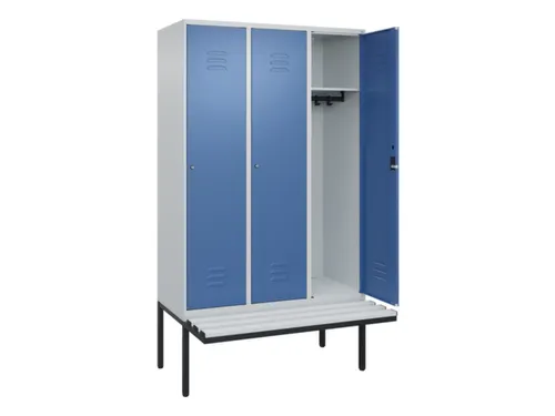 locker met bank,HxBxD 2120x1200x815mm,3vak,vak B 400mm,cil.-slot