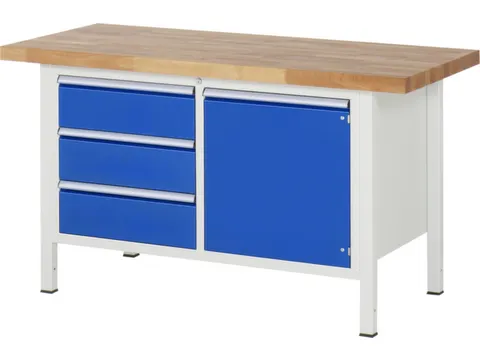 werkbank,HxBxD 840-1040x1500x700mm,beukblad,draagverm. 1250kg,4voeten