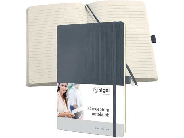 Carnet de note Sigel Conceptum Pure softcover A4 gris foncé linié