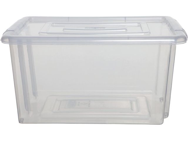 Stack & Store Medium opbergdoos 32 liter zonder deksel, transparant | OpbergboxWinkel.nl