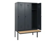 locker met bank,HxBxD 1950x1200x815mm,3vak,vak B 400mm,draaigrendel