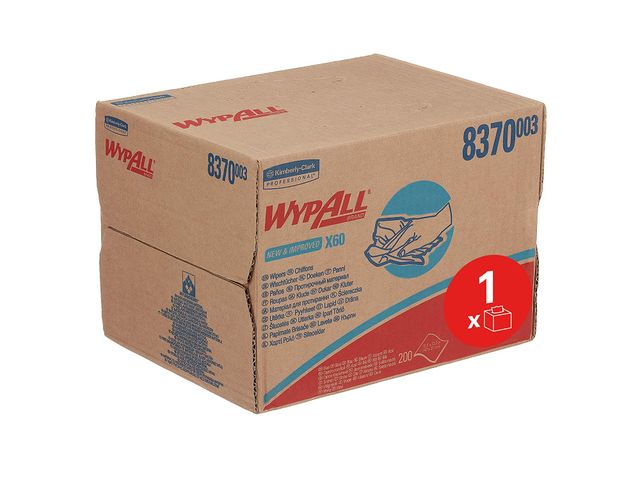 WypAll 8370 doek X60 Hydroknit 1-laags blauw draagdoos | PoetsrollenShop.nl