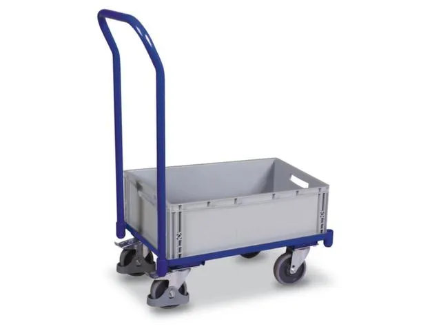 Platformwagen 250kg Laadvloer Hout 605x410mm Euronormbakken Duwbeugel