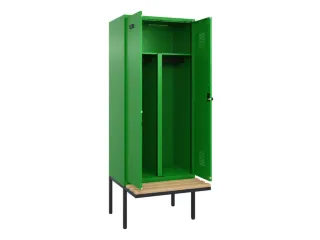PBM-locker met bank,HxBxD 2120x800x815mm,2vak,vak B 400mm,draaigrendel - 1