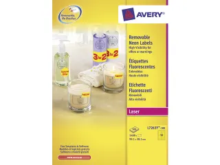 adresetiket Avery 99,1x38,1mm neongeel 100 vel 14 etiketten per vel - 1