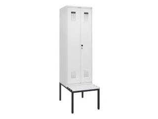 locker met bank,voor scheiding van kleding,HxBxD 2120x600x815mm,2vak - 2