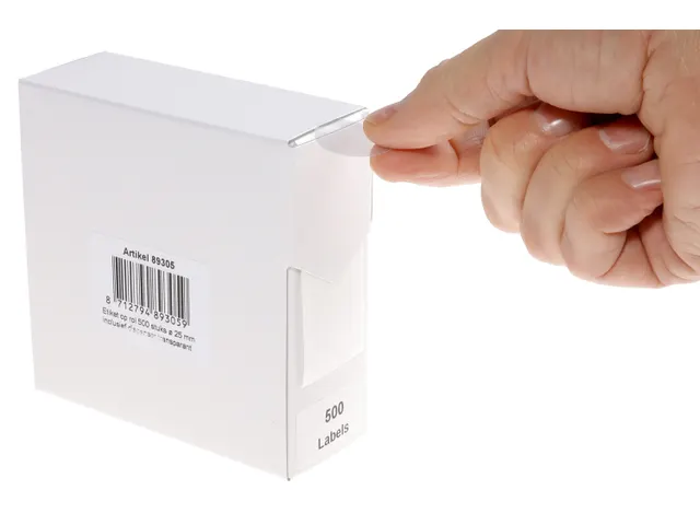 Etiketten Op Rol 25mm Transparant Met Dispenser 500 Stuks