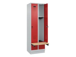locker met bank,HxBxD 1950x600x815mm,2vak,vak B 300mm,draaigrendel - 1