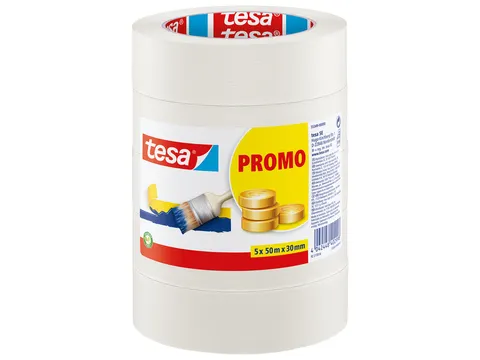 Afplaktape Tesa 55349 basic promo 30mmx50m 5rollen