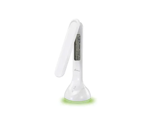 MROS502 Bureaulamp compact Wit met tijd, datum en temperatuur display
