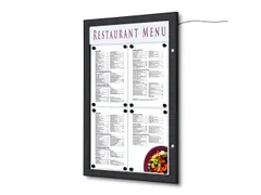 Outdoor Menubord 4x A4 met Logopaneel Staand LED verlicht Zwart