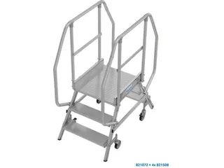 bordestrap,verrijdbaar,bordes H 0,75m,2x3treden,aluminium,4zwenkwielen - 1