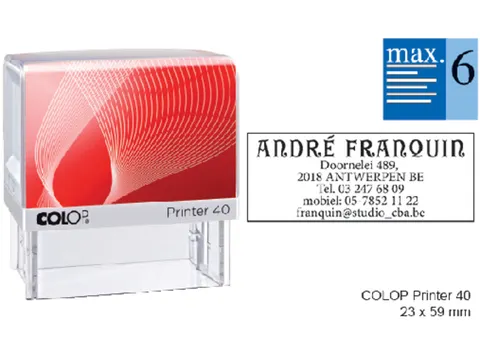 Tekststempel Colop Printer 40 +bon 6regels 59x23mm Blauw