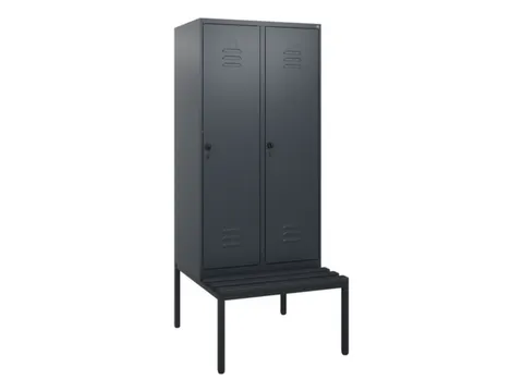 locker met bank,HxBxD 1950x800x815mm,2vak,vak B 400mm,draaigrendel