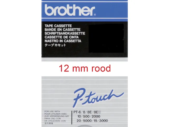 Labeltape Brother P-touch TC-202 12mm rood op wit