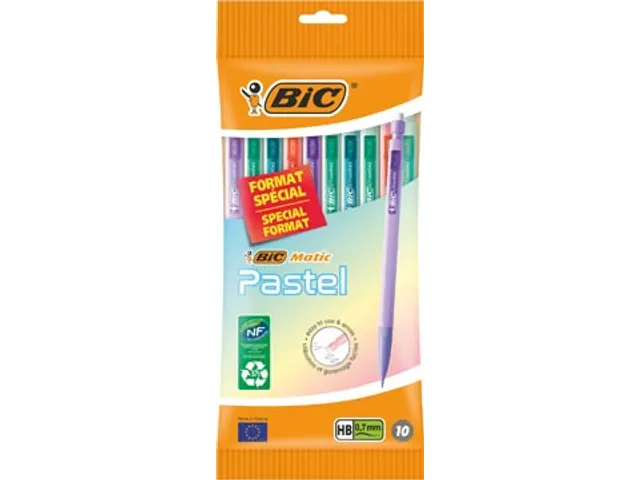 BicMatic pastel vulpotlood blister van 10 stuks assorti