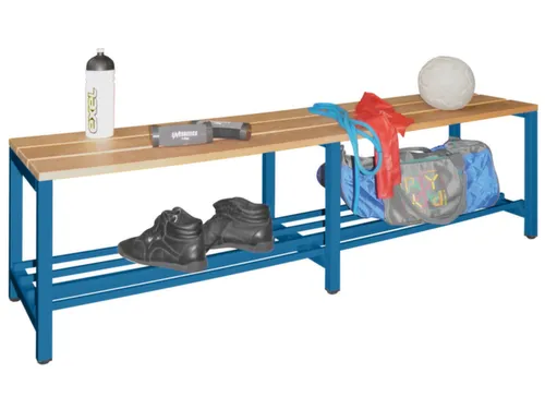 omkleedbank,LxD 1500x370mm,houten lijst beuken,onderstel RAL5010