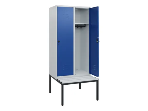 locker met bank,HxBxD 1950x800x815mm,2vak,vak B 400mm,draaigrendel