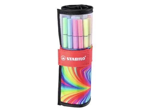 Viltstift STABILO Pen 68/25 Arty roletui medium assorti set à 25 stuk