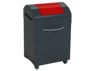 Afvalbak 45 Liter 650x380x320mm Plaatstaal 2 Wielen Klep Rood - 2