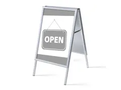 Stoepbord A1 complete set met print "OPEN" Grijs