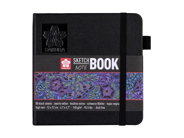 Schetsboek Sakura 80 zwarte vellen 140gr 120x120mm zwart