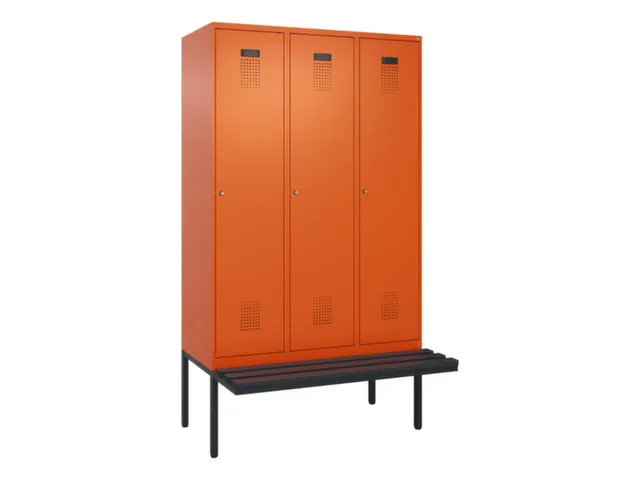 locker met bank,voor scheiding van kleding,HxBxD 2120x1200x815mm,3vak