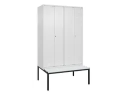 PBM-locker met bank,HxBxD 2120x1200x815mm,4vak,vak B 300mm,cil.-slot