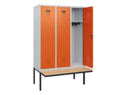 locker met bank,HxBxD 1950x1200x815mm,3vak,vak B 400mm,cilinderslot