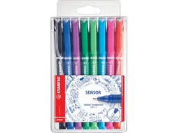Fineliner STABILO Sensor 189/8 fijn assorti etui à 8 stuks