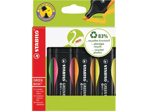 Markeerstift Stabilo Boss Green Assorti 4Stuks