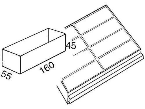 inzetbak,v. Magazijnkast,HxLxB 45x160x55mm,PP